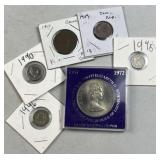 1945 Silver 1/10G + Misc World Coins