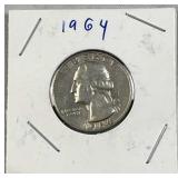 1964-D Washington Silver Quarter, US 90%