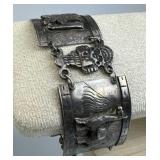 925 Silver Vintage Peruvian Figural Panel Bracelet