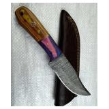Damascus Steel Fixed Blade Knife w/ Sheath
