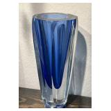 Fifth Avenue Blue Crystal Vase, Thick & Heavy