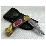 Damascus Steel Fixed Blade Knife w/ Sheath