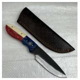 Damascus Steel Fixed Blade Knife w/ Sheath