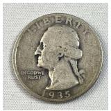 1935 Washington Silver Quarter, US 90% Coin