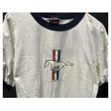 Vtg. Ford Mustang "Running Pony" Logo Ringer Tee