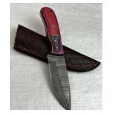 Damascus Steel Fixed Blade Knife w/ Sheath