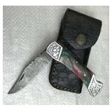 Damascus Steel Fixed Blade Knife w/ Sheath