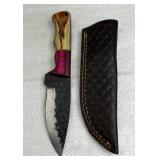 Damascus Steel Fixed Blade Knife w/ Sheath
