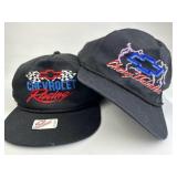 (2) Black Chevy Racing & Thunder Snapback Caps