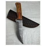 Damascus Steel Fixed Blade Knife w/ Sheath