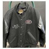 Vtg Black Wool & Leather Sleeve Varsity Jacket