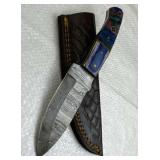 Damascus Steel Fixed Blade Knife w/ Sheath