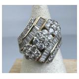 925 Silver Round & Baguette Zirconia Cocktail Ring