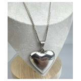 925 Silver Flat Back Puffy Heart Pendant Necklace