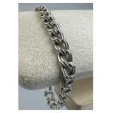 925 Silver Italy Double Link Charm Bracelet