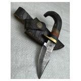 Damascus Steel Fixed Blade Knife w/ Sheath