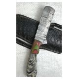 Damascus Steel Fixed Blade Knife w/ Sheath