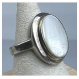 925 Silver Vintage Large Oval Moonstone Ring
