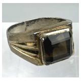 925 Silver Vintage Fine Smoky Quartz Art Deco Ring