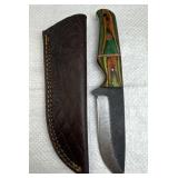 Damascus Steel Fixed Blade Knife w/ Sheath