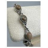 925 Silver Natural Jasper Gemstone Toggle Bracelet
