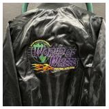 Vtg. "Southern Tour" Black Satin Bomber Jacket