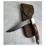 Damascus Steel Fixed Blade Knife w/ Sheath