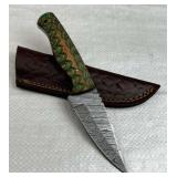 Damascus Steel Fixed Blade Knife w/ Sheath