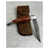 Damascus Steel Fixed Blade Knife w/ Sheath