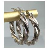925 Silver Italy Twisted Hoop Click Top Earrings
