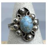 925 Silver Vtg Mexico Turquoise Ring, Signed