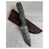Damascus Steel Fixed Blade Knife w/ Sheath