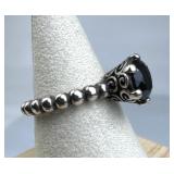 925 Silver Pandora Solitaire Black Tourmaline Ring