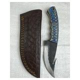 Damascus Steel Fixed Blade Knife w/ Sheath