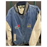 Vtg-Style Bomber Denim Varsity Snap Button Jacket