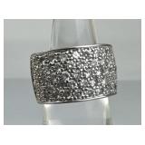 925 Silver Zirconia Pave Wide Cocktail Ring