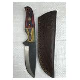 Damascus Steel Fixed Blade Knife w/ Sheath