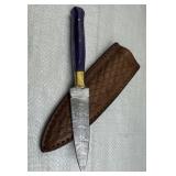 Damascus Steel Fixed Blade Knife w/ Sheath