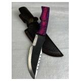 Damascus Steel Fixed Blade Knife w/ Sheath