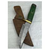 Damascus Steel Fixed Blade Knife w/ Sheath