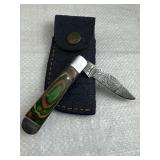 Damascus Steel Fixed Blade Knife w/ Sheath