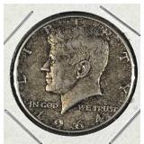 1964 JFK 90% Silver Half Dollar, US 50c Coin