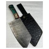 Damascus Steel Fixed Blade Knife w/ Sheath
