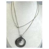 925 Silver Vintage Abstract Wave Pendant Necklace