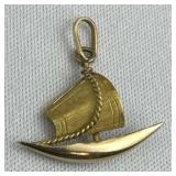 18K Yellow Gold Vintage Sailboat Charm/Pendant