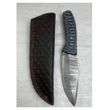 Damascus Steel Fixed Blade Knife w/ Sheath