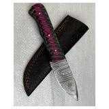 Damascus Steel Fixed Blade Knife w/ Sheath