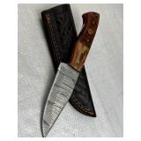Damascus Steel Fixed Blade Knife w/ Sheath
