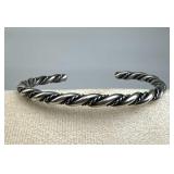925 Silver Vintage Twisted Rope Cuff Bracelet