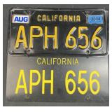 (2) California Black w/ Yellow Letter License Plat